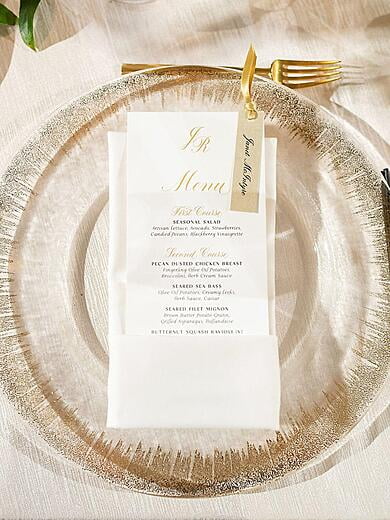 Classic Menu with Gold Place Card and Gold Ribbon