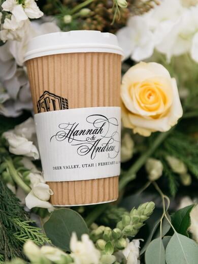 Custom Coffee Sleeve with Couples' Names and Wedding Date