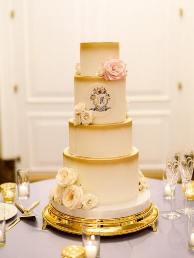 Custom Water Color Monogram on Wedding Cake
