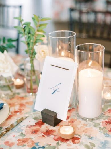 Wedding Table Number on Vellum in Turquoise with Leather Cord