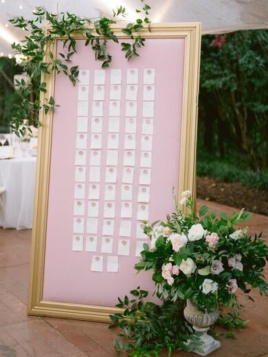 Blush and White Deckled Edge Escort Cards with Wax Seals