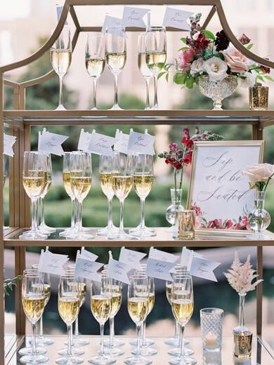 Champagne Wedding Escort Display with Acrylic Stir Sticks