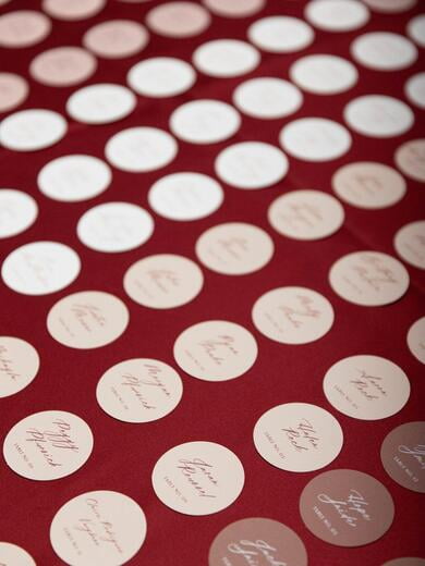 Circle Wedding Escort Cards in Shades on Pale Pink, Blush and Dusty Rose
