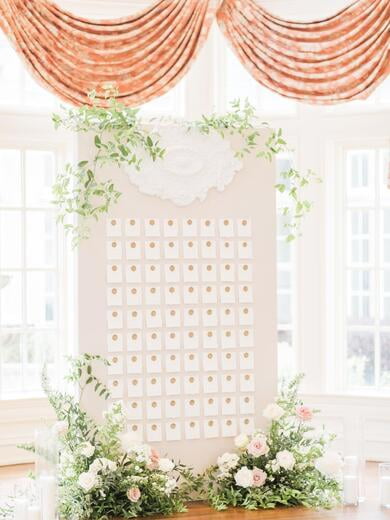 Deckled Edge Escort Card Display at The Olana with Gold Wax Seal