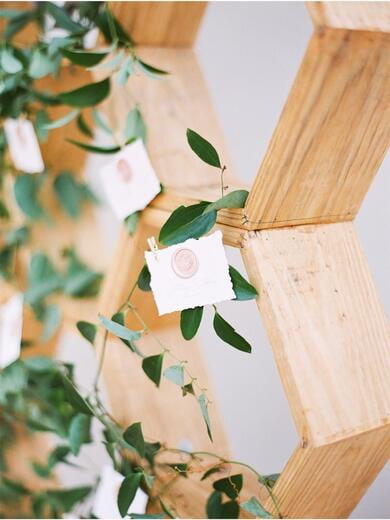 Pale Pink, Deckled Edge Escort Cards with Rose Gold Wax Seals