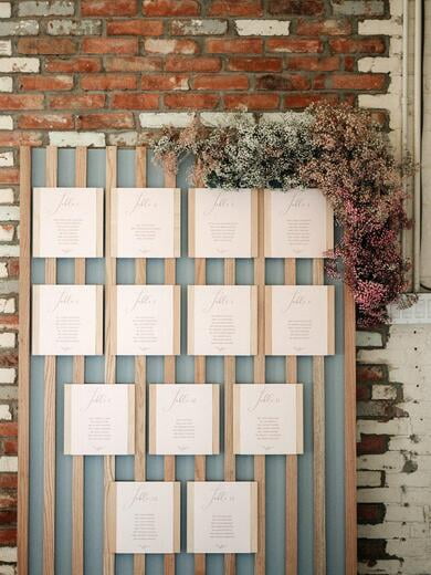 Blush and Blue Escort Cart Seating Chart