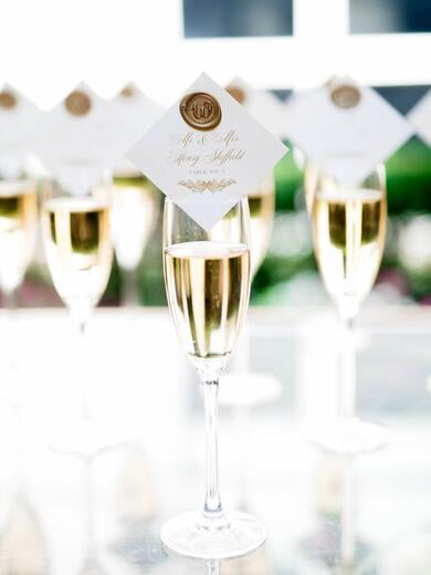 Gold Wax Seal Champagne Glass Formal Wedding Escort Cards
