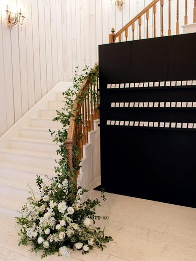 Modern, Minimalist Escort Card Display in Black and White