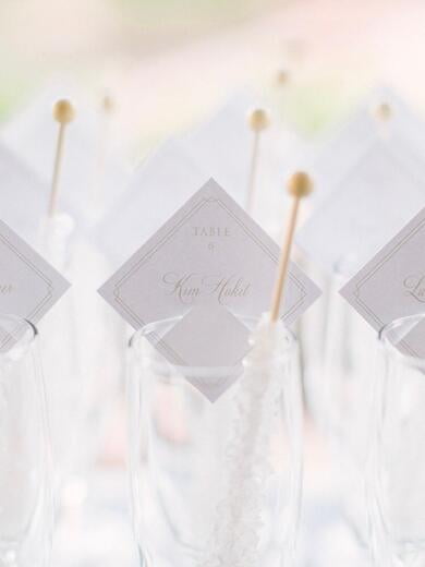 Rock Candy Champagne with Diamond-Shaped Escort Cards