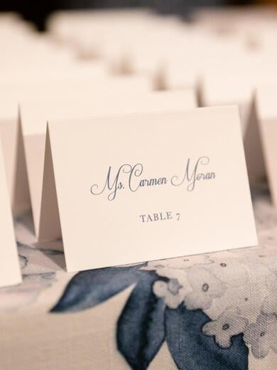 Tented Wedding Escort Card in Navy