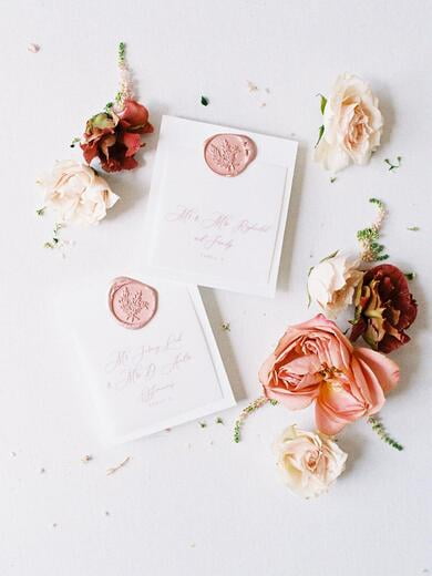 Vellum Escort Cards with Dusty Rose Wax Seal