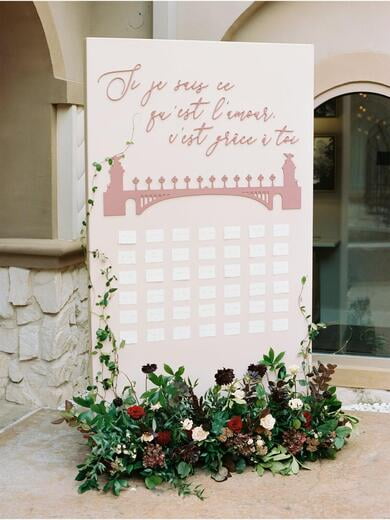 Wedding Escort Display with Romantic Deckled Edge Escort Cards