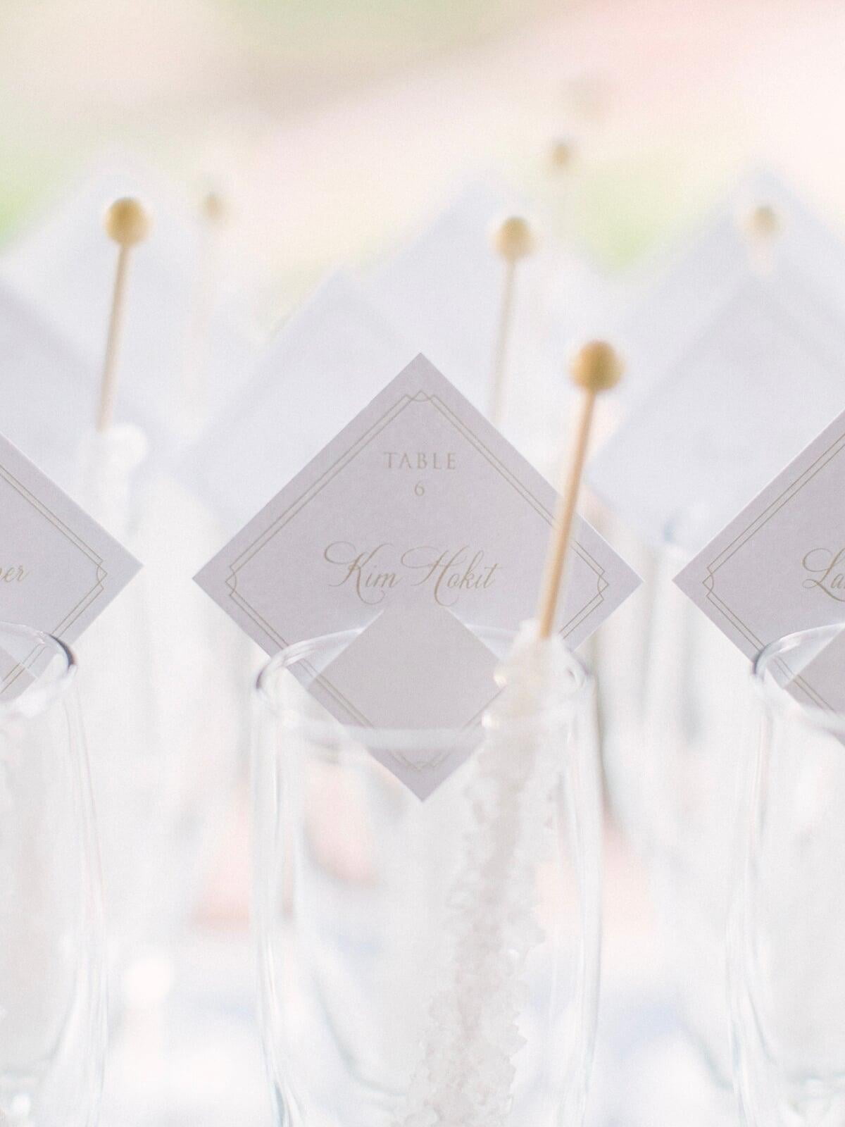 Rock Candy Champagne with Diamond-Shaped Escort Cards