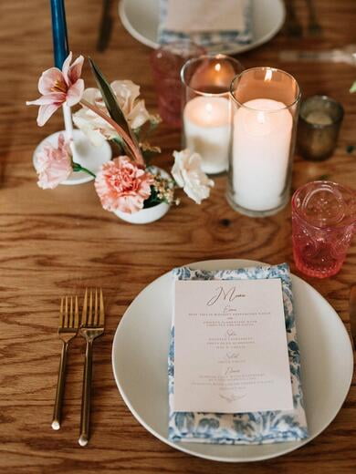 Blush and Dusty Rose Wedding Menu