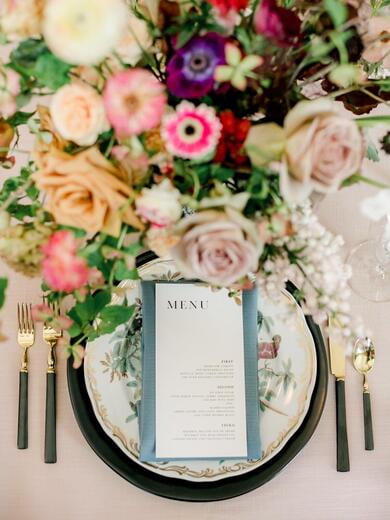 Modern and Minimal Black and White Right-Aligned Wedding Menu