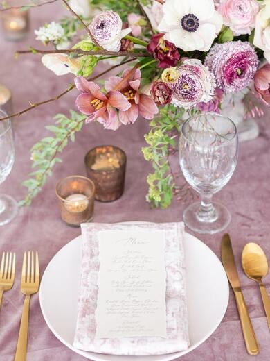 Vintage Taupe Wedding Menu with Ripped Edges, Delicate Calligraphy Script