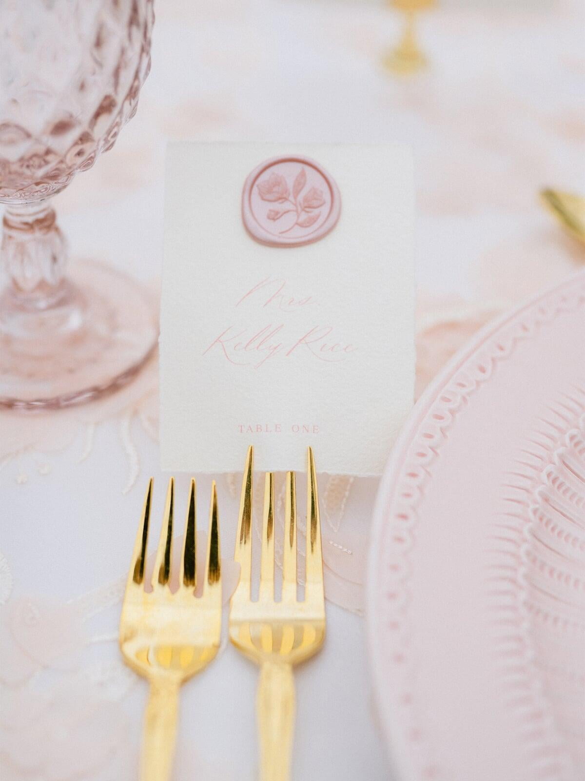 Deckled Edge Place Card with Blush Wax Seal