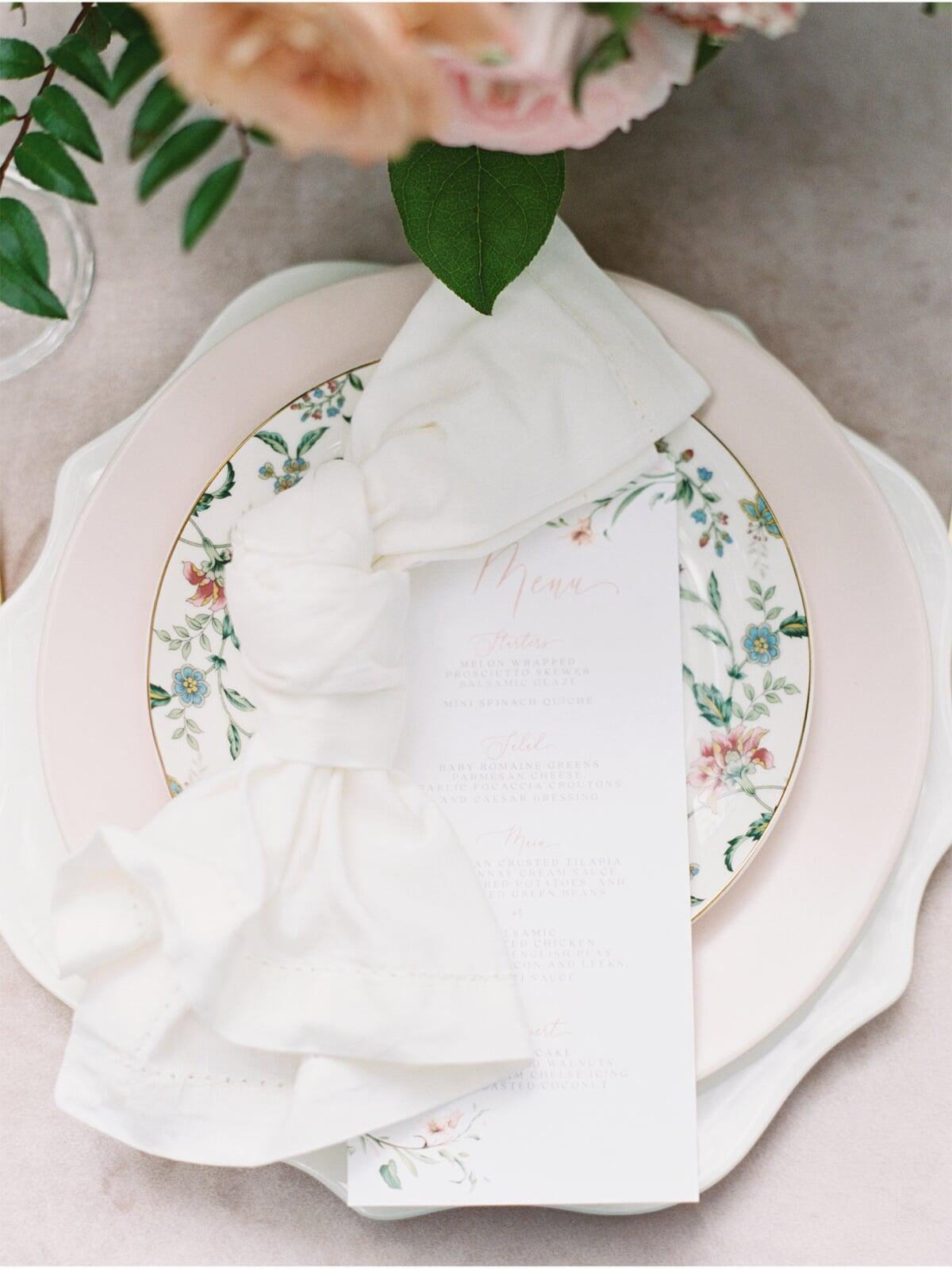 Floral Menu with Blush Lilies