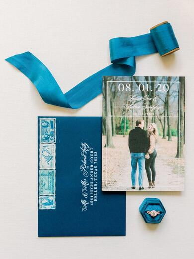 Formal Photo Save the Date in Navy Blue and White.psd
