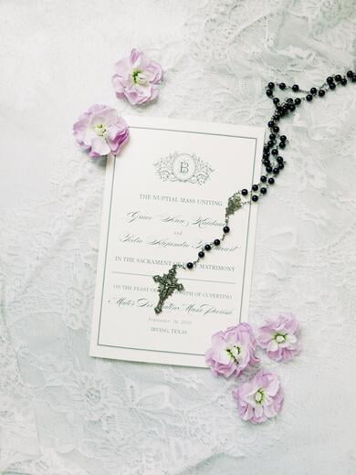 Catholic Ceremony Program in Grey with Wedding Monogram