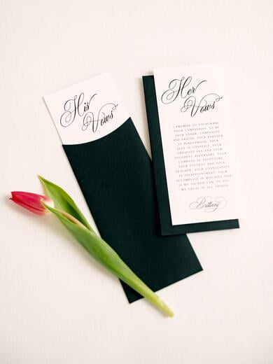 Modern Wedding Vows in Black and White with Pocket