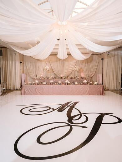 M and P Wedding Monogram on Dance Floor