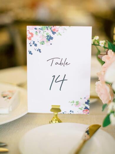 Navy and Bright Florals Table Number