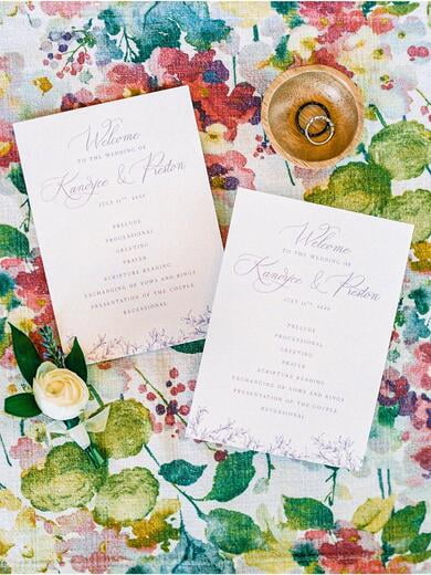 Pale Pink and Lavender Floral Wedding Ceremony Program