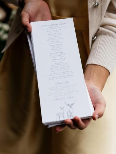 Wedding Program with Mountains and Deer