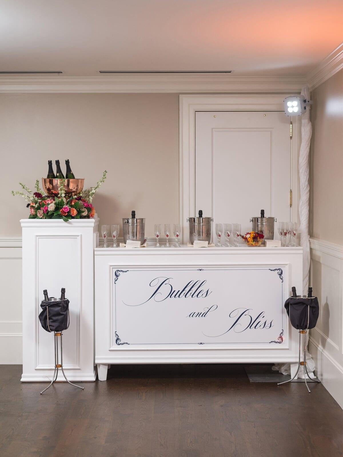 Bubbles and Bliss Custom Wedding Bar Facade