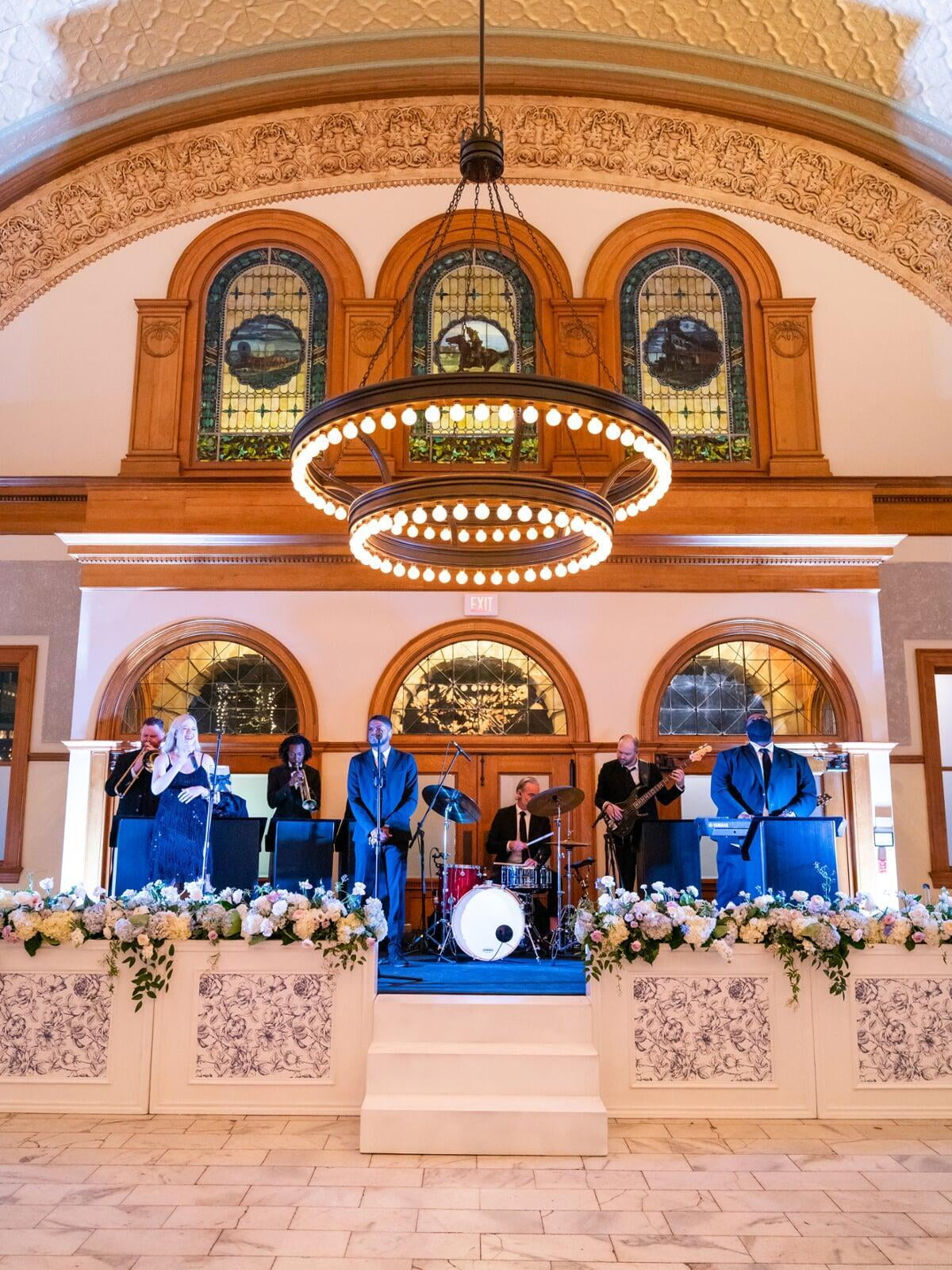 Vintage Floral Custom Dance Floor Stage Facade in Navy.jpg